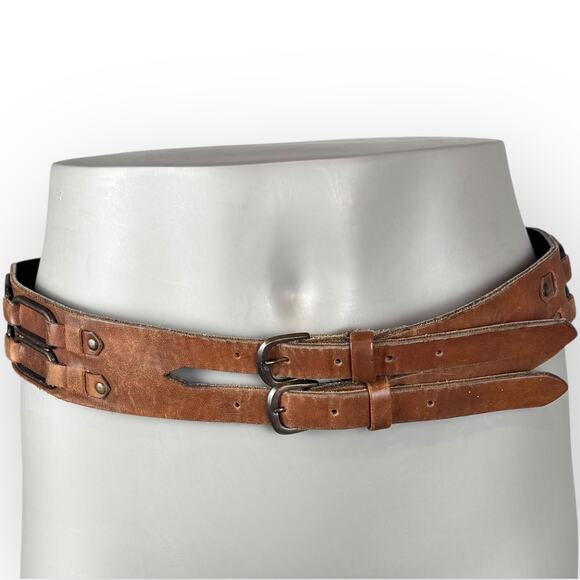 Vintage Brown Wide Leather Belt - Picture 1 of 7